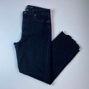 Ralph Lauren, black cropped embroidered hem jeans, size 8/29